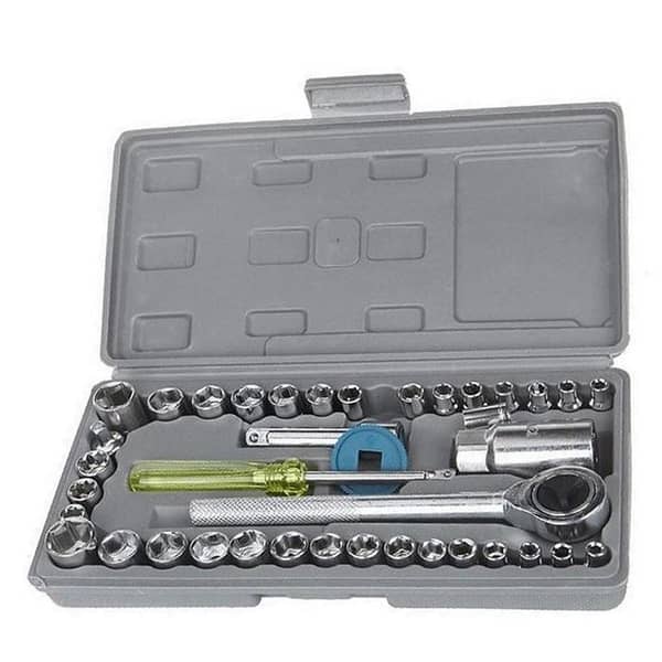Aiwa 40-Piece Toolkit: Combination Socket Ratchet Wrench and Screwdriver Set for Home, Office, and Outdoor Use