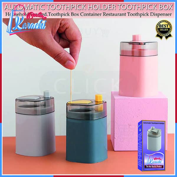 Online Karachi - Automatic Toothpick Holder Household Pressed Toothpick Box Container Restaurant Toothpick Dispenser Kitchen Storage