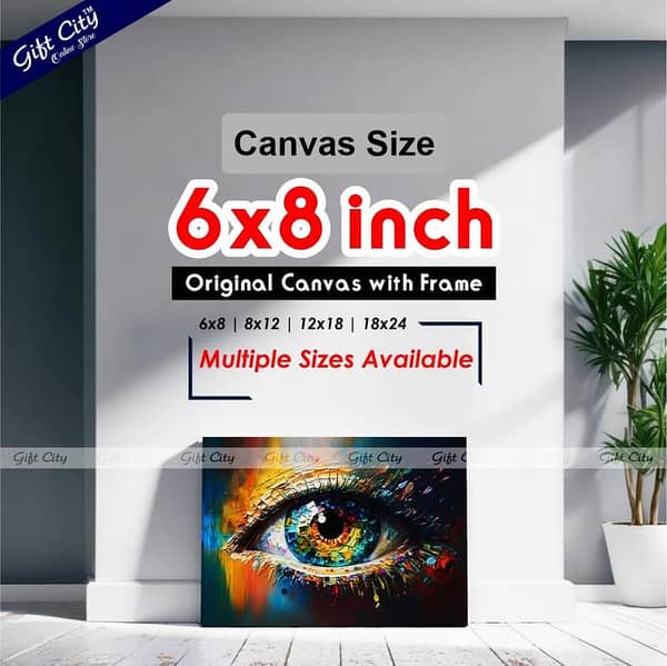 Gift City Multicolored Oil Painting Canvas Featuring Abstract Eye Art - A Closeup of Artistic Expression