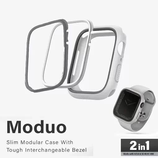 UNIQ MODUO Tough Modular Case for Apple Watch Series 4/5/6/7 & SE (41/40MM) – Chalk Stone Grey