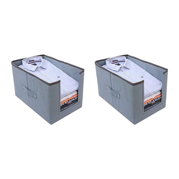 Shirt Stacker Organizer with Front Open Window - Set of 2 for Wardrobe Storage - Foldable with Large Capacity