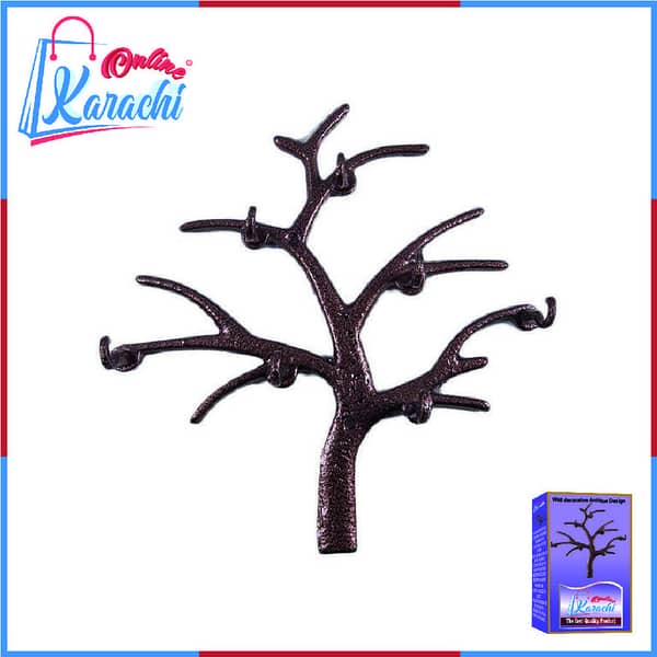Online Karachi - Wall decorative Antique Design Tree shaped Key Holder Wall Mounted 7 Key Hooks Rack With Screws Attractive Design