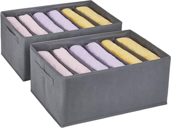 Wardrobe Clothes Organizer – 6 Compartments, Pack of 2, Thickened Non-Woven Storage Box for Hoodies, Sweaters, and More