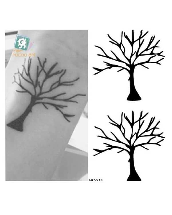 Pack of 2 Body Art Winter Tree Water Transfer Temporary Fast Flash Tattoo