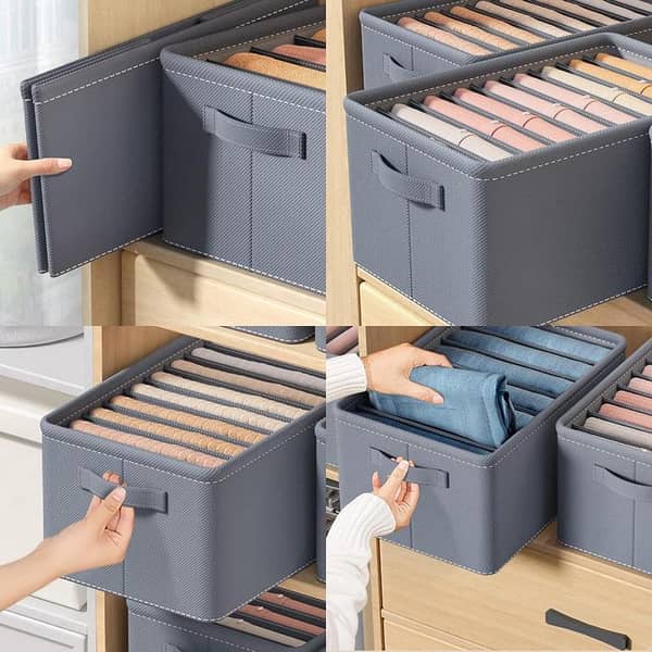 6-Grid Wardrobe Organizer with PP Dividers for Clothes Storage (44 x 30 x 20 cm)