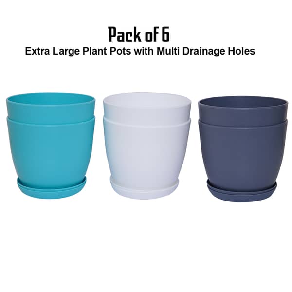 Plant Pots with Matching saucer tray Flower Pot Planter Indoor Outdoor Gardening with Drainage Holes 6 Pcs