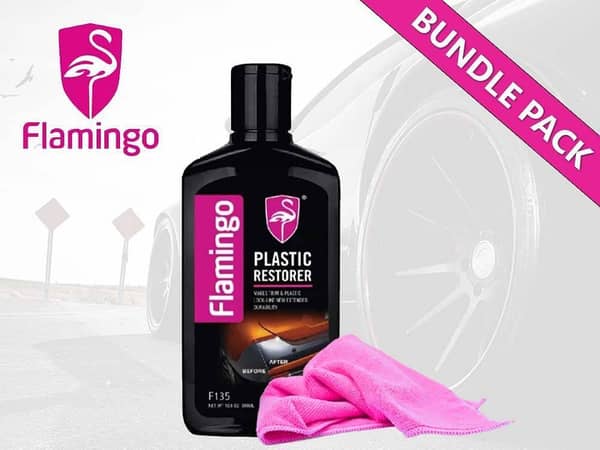 Flamingo Plastic Restorer with Microfiber Cloth Bundle - 300ml Plastic Cleaner