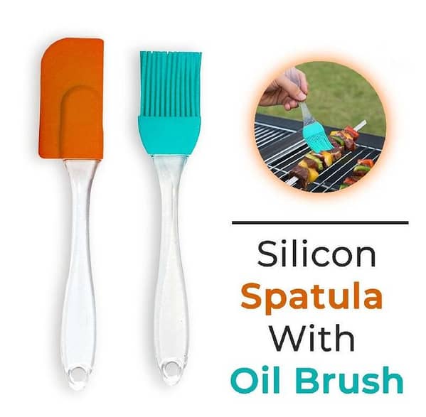 Online Karachi Pack of 2 - Spatula & BBQ Oil Brush , BBQ brush , High Heat Resistant with Transparent Handle For Cooking/Baking