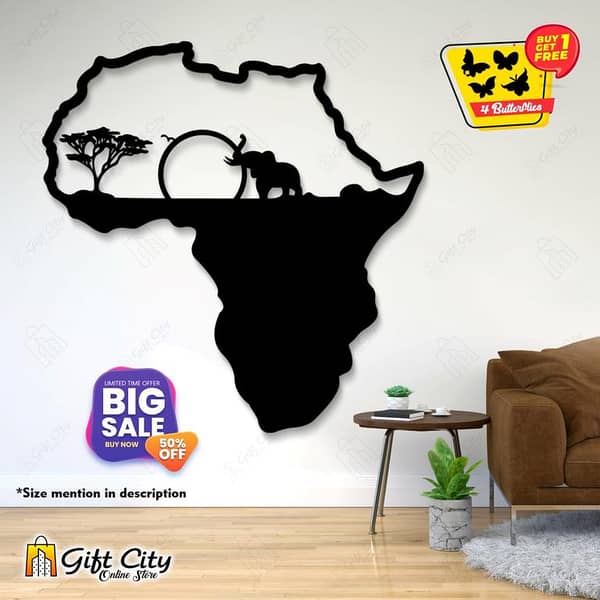Gift City Presents Free 4 Butterflies + Jungle Map Decorative Wooden Wall Panels / Frames for Home and Office