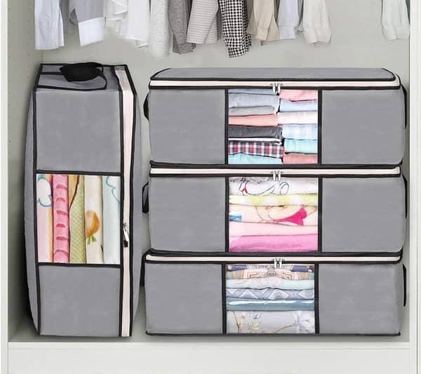 Portable Bamboo 43L  Clothes Blanket Large Folding Bag Storage Box Organizer