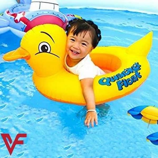 Inflatable Duck Baby Float Tube - Swimming Seat for Toddlers and Kids - Yellow Duck Pool Float