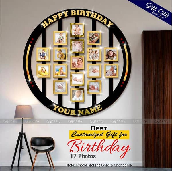 Custom Wooden Ring Photo Frame by Gift City - Personalized Gift for Birthdays with Name and Memories