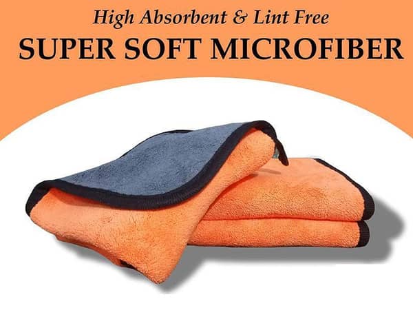 Microfiber Cloth Laminated Double Ply - Orange & Grey - Pack Of 3