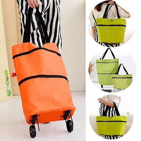 Foldable Multi-Function Trolley Bag Reusable Grocery Bags with Wheels - Multi
