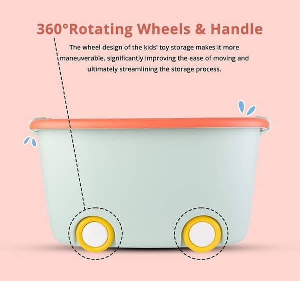 Large Plastic Bin with Lid and Wheels for Children's Toys and Clothes - Versatile Storage Organizer with Locking Handles and Stackable Design