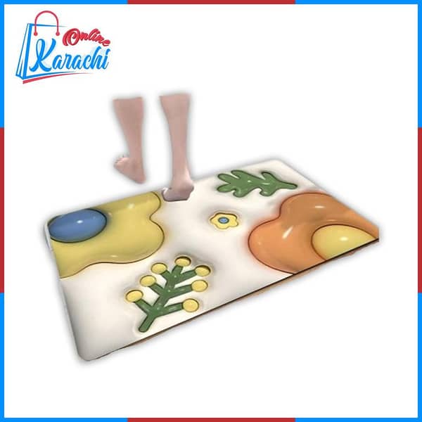 Karachi Online 3D Printed Soft Mat with Cut Flower Design – Anti-Slip, Water Absorbent, Multi-Color