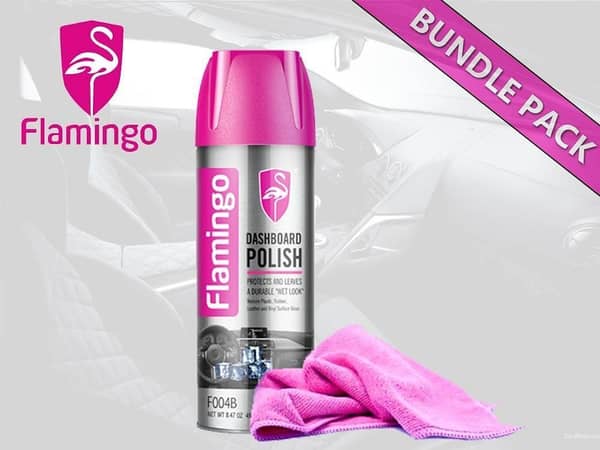 Flamingo Car Dashboard Polish With Microfiber Cloth | Lemon | 450ml | Dashboard Cleaner