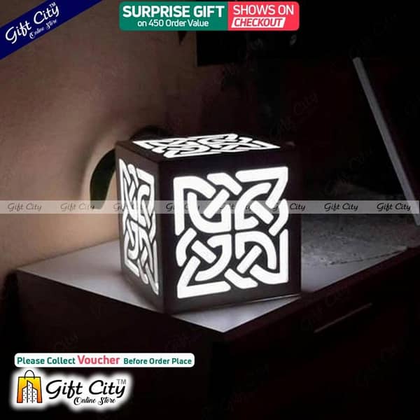 Gift City 3D Laser-Cut Wooden Lamp for Side and Dining Tables