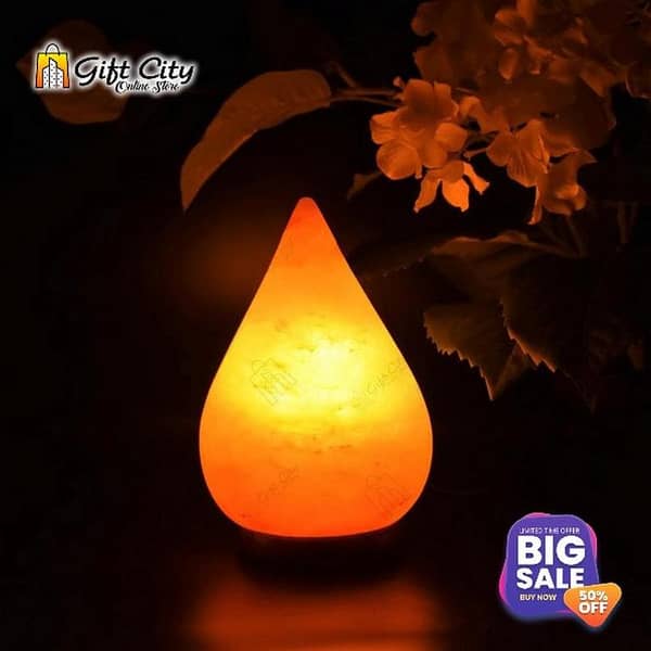 Himalayan Raindrop Shape Salt Lamp by Gift City - 7 Color Changing Night Light for Home and Room Atmosphere