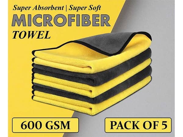 Micro Fiber Towel Laminated Double 600 GSM 30x30cm - Yellow Grey - Pack Of 5