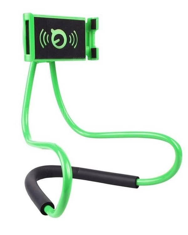 360° Rotating Lazy Bendable Flexible Hang Neck Phone Holder - Green