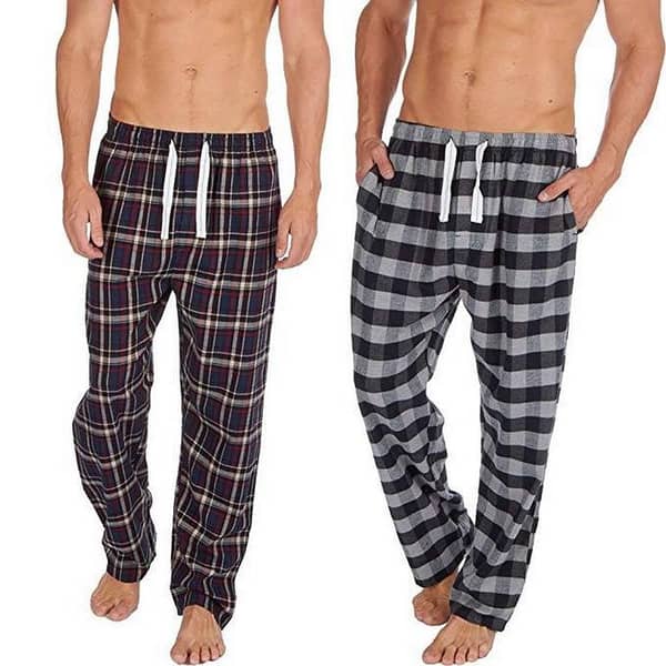 Pack of 2 - Mens Checkered Lounge Pants Trousers Pyjamas Bottoms Cotton Blend