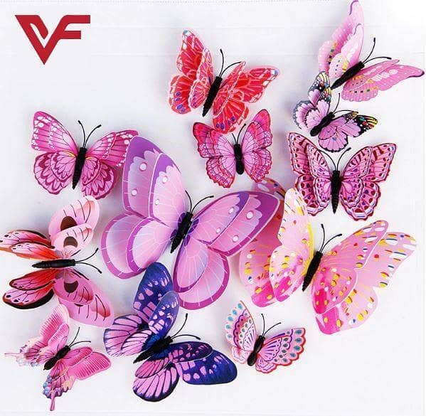 12 Pieces of 3D PVC Butterfly Wall Stickers for DIY Home Decoration