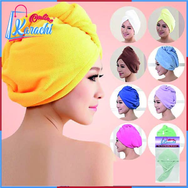 Online Karachi - Hair Dryer Cap Towel - Hair Wrap Towel ( Imported)