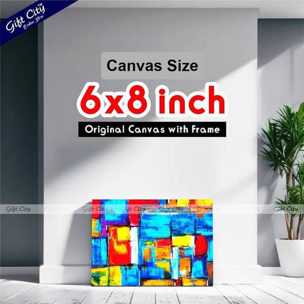 Gift City Square Art Canvas Painting with Frame for Home Decor in Various Sizes