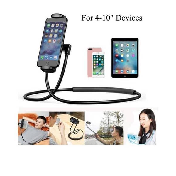 Bendable Neck Phone Holder with 360-Degree Rotation - Black