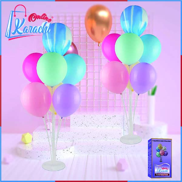 Online Karachi - 7 Tubes Balloons Holder Column Stand Balloon Stand Kit,Reusable Clear Balloon Holder(7 Balloon Sticks,7 Balloon Cups,1 Balloon Base) Makes Balloons Float Without Helium. for Table, Floor, Centerpiece with Base