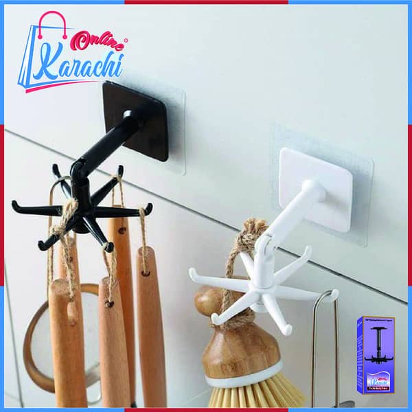 Online Karachi 360° Rotating Kitchen 6 in 1 Spoon And Utensils Holder Waterproof Non-marking Stickers High Quality Hanger