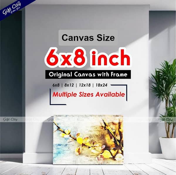 Flower Art Canvas Painting with Frame by Gift City - Available in Various Sizes for Home Decor