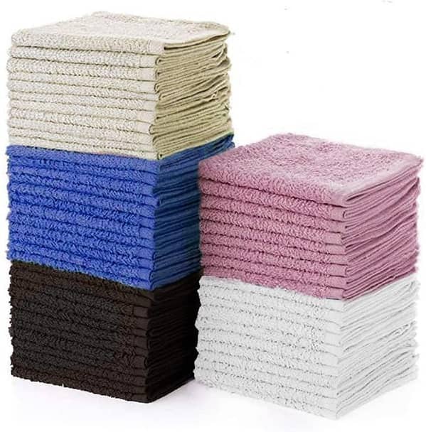 6-Pack Washcloth Set - Premium Quality 100% Ring Spun Cotton, Soft Flannel Face Cloths