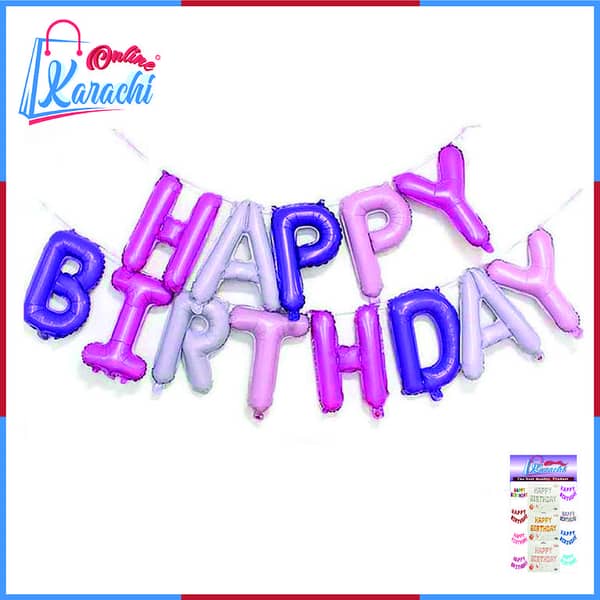 Online Karachi - 16 inch Happy Birthday Aluminum Foil Balloons, Aluminum Foil Letters Banner Balloons for Party Supplies and Birthday Decorations