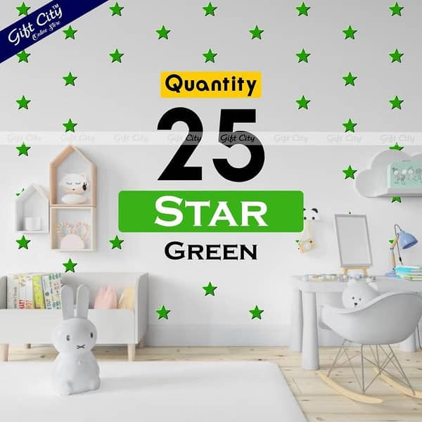 Gift City Green Star Shaped Dots Wall Stickers - DIY Decor for Bedrooms & Living Rooms - Self-Adhesive in Various Colors