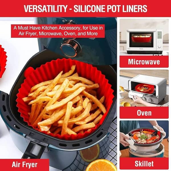 Silicone Air Fryer Liners - Reusable Square/Round Mats for Oven, Baking Tray, and Air Fryer Accessories