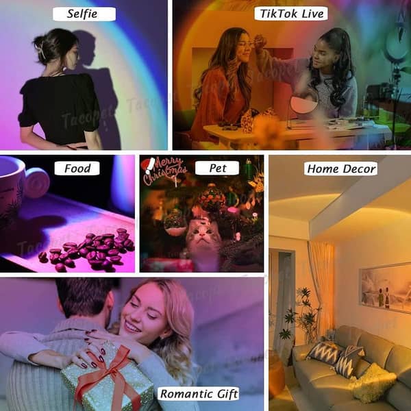 RGB Sunset Lamp Projector - LED Table Night Light with USB Connectivity for Home and Bedroom Decoration