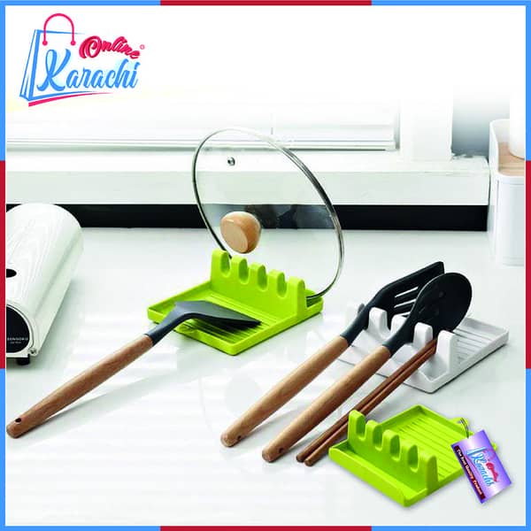 Online Karachi - Kitchen Spoon Holders Fork Spatula Rack Shelf Organizer Plastic Spoon Rest Chopsticks Holder Non-slip Spoons Pad Kitchen Utensil