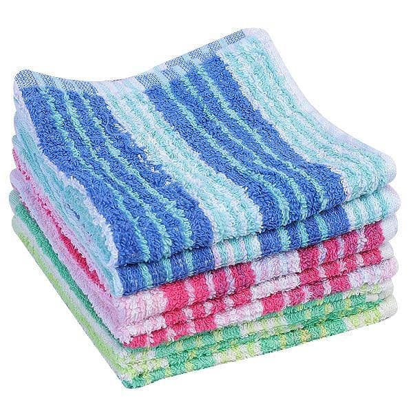 Set of 6 Soft Cotton Towels (12x12 Inch) for Kitchen, Bathroom, and Spa - Available in Various Colors