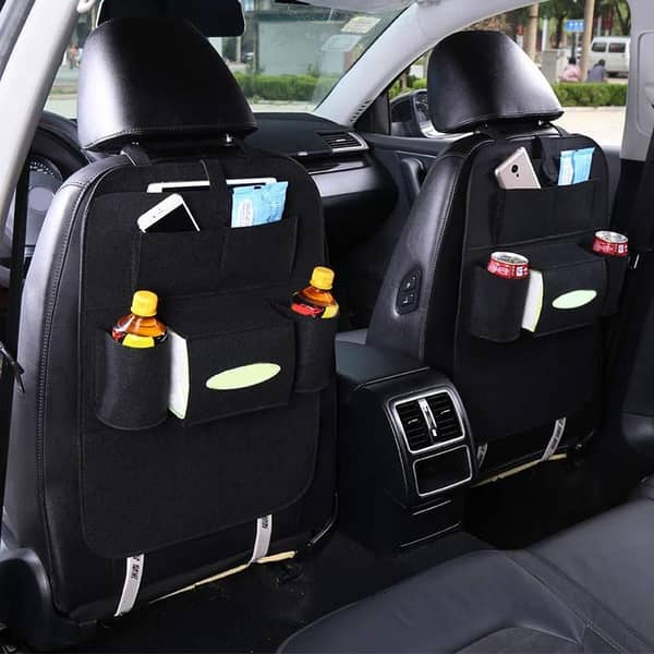 One Pack Car Back Seat Organizer Holder and Tissue Holder 7 Pocket Multi-function Travel Storage Hanging Bag