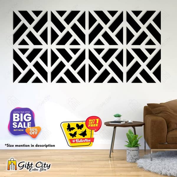 Gift City Presents Free Gift + Black Wooden 8 Seamless Pattern Wall Art for Home & Office Wall Stickers