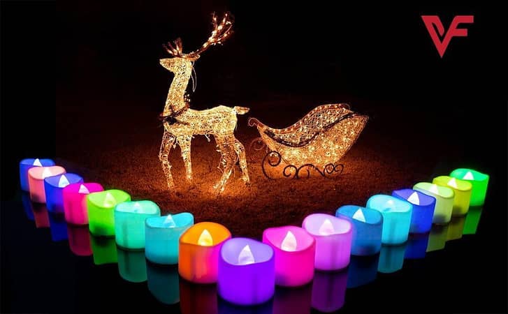 Set of 12 Multicolor LED Flameless Tea Light Candles - Ideal for Weddings, Birthdays, and Romantic Decor