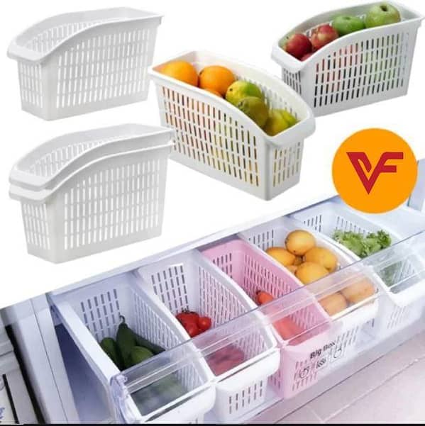 1 PCS Plastic Kitchen Refrigerator Organizer - Multicolor Storage Tray for Fruits and Vegetables