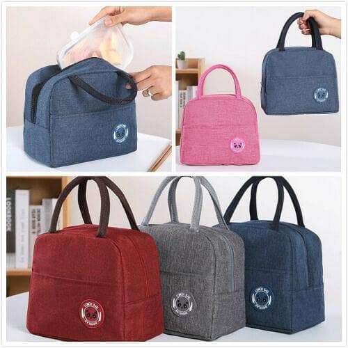 Insulation HOT and COLD Lunch Bag Canvas Bags Fresh Handbag Thickened Aluminum film Bag - Multi