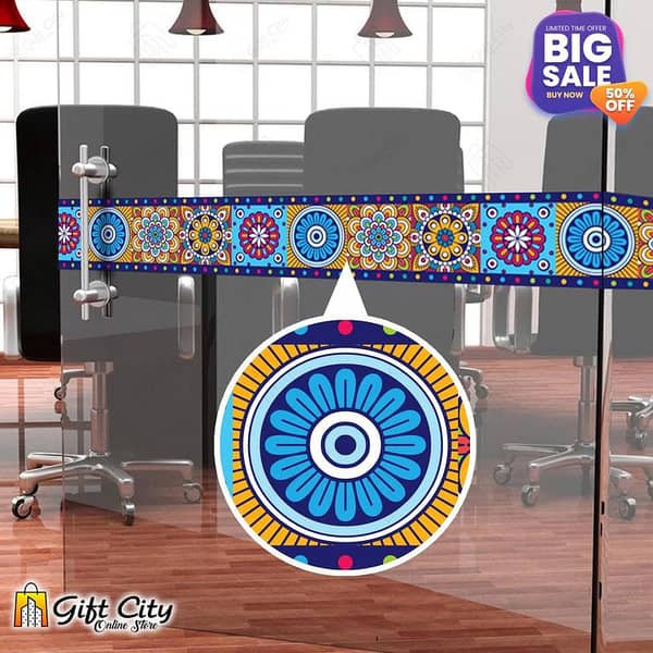 Gift City Multi Color Mandala Design Self-Adhesive Tile Border Stickers for Bathroom and Kitchen Decoration - Available in Various Quantities
