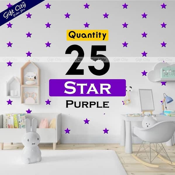 Gift City Purple Star-Shaped Dots Wall Stickers for Home Decor – Self-Adhesive, Various Colors for Kids' Rooms and More