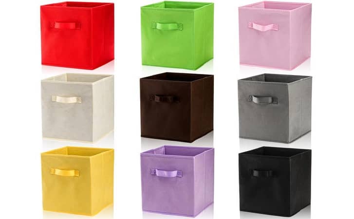 Collapsible Cube Storage Bins - Multi Colored Fabric Baskets for Home Organization