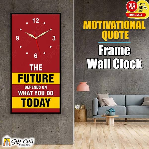 Gift City Motivational Quote Wall Frame Clock for Office and Home Decoration