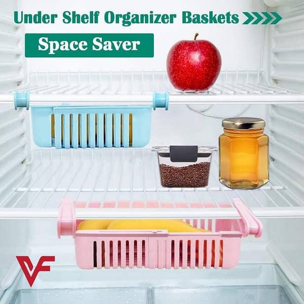 Expandable Adjustable Fridge Storage Basket - Plastic Food Organizer Tray